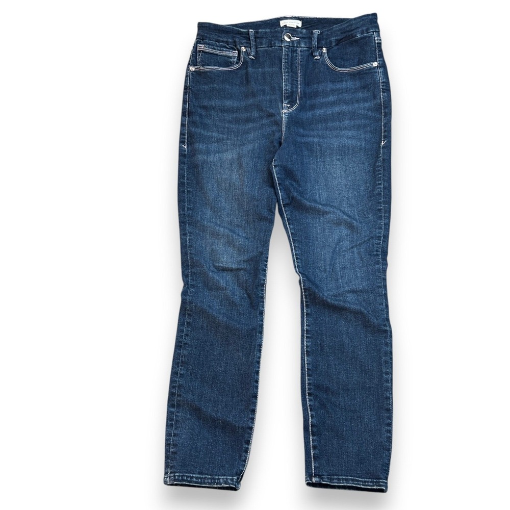 Good American Good Legs Crop Skinny Jeans Women 12 31 Blue Denim Minimalist Chic